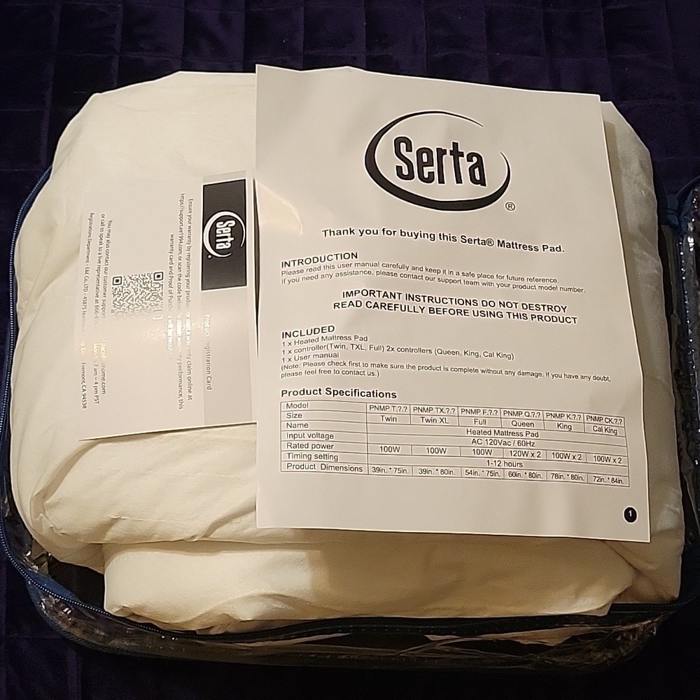 Heated White Quilted Mattress Pad with Controller New - Picture 10 of 15